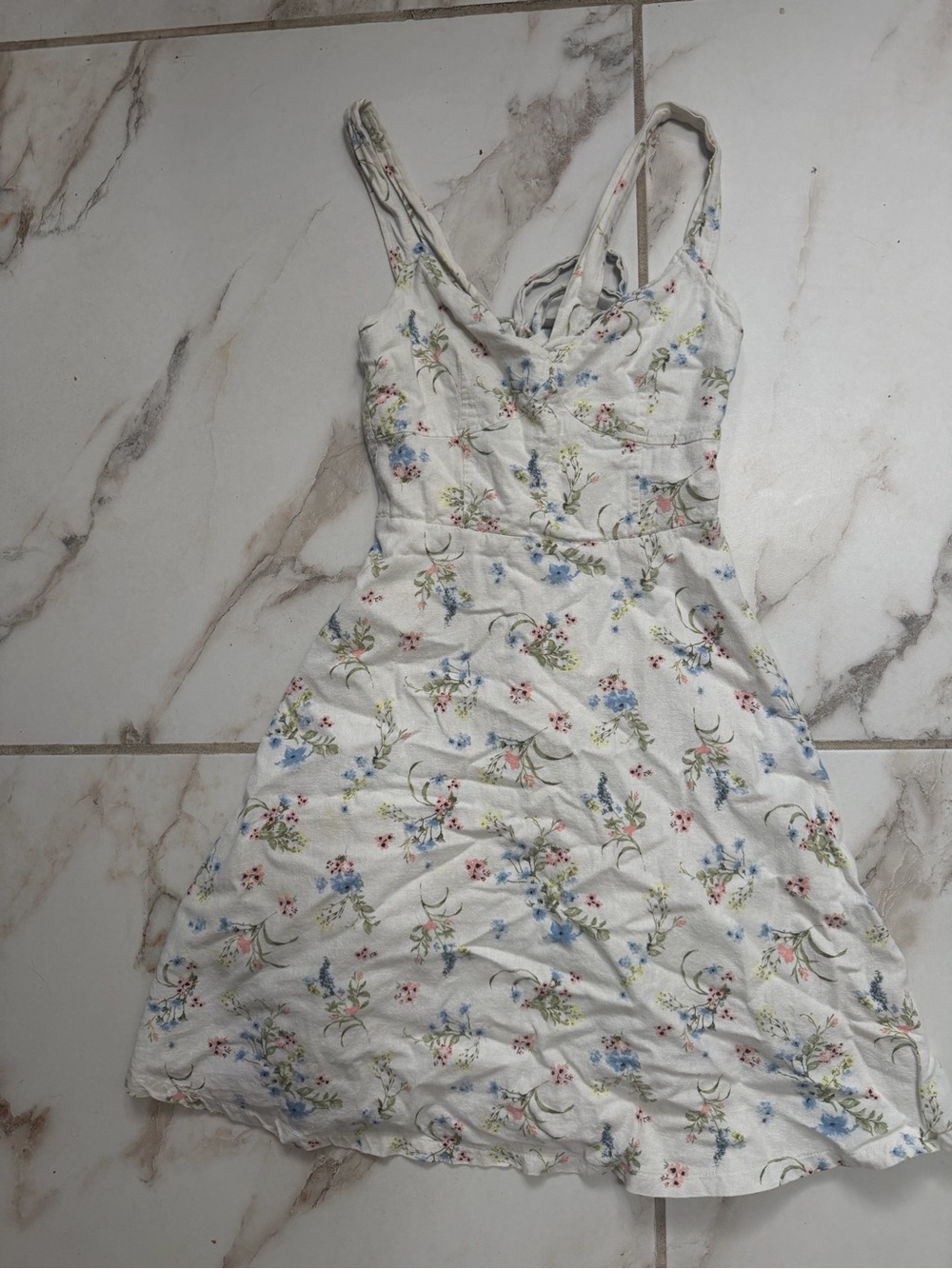 Floral White Summer Sundress - Sleeveless V-Neck